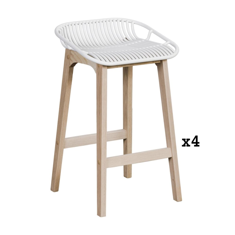 Lot de chaises d'îlot et bar  en chêne et assise plastique 65cm