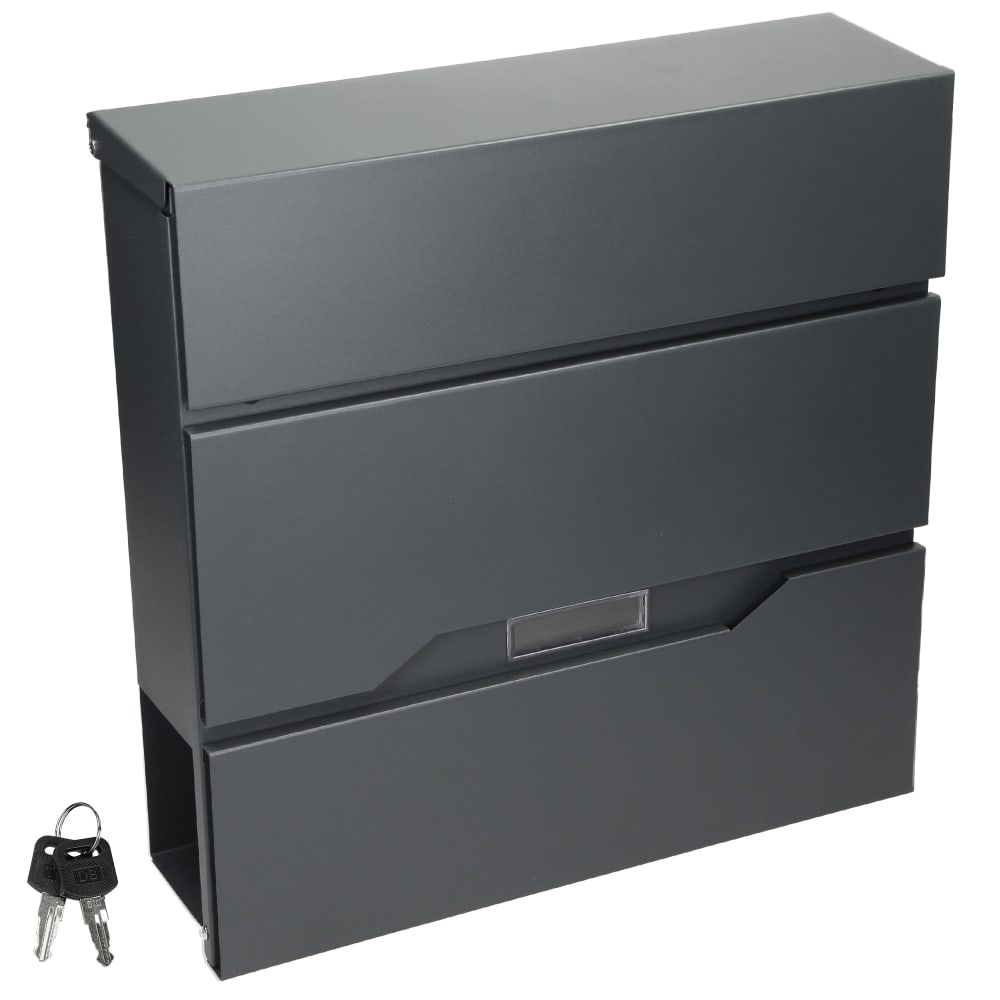 ML-Design Briefkasten, anthrazit, 37x11x36,5 cm, Edelstahl Schwarz