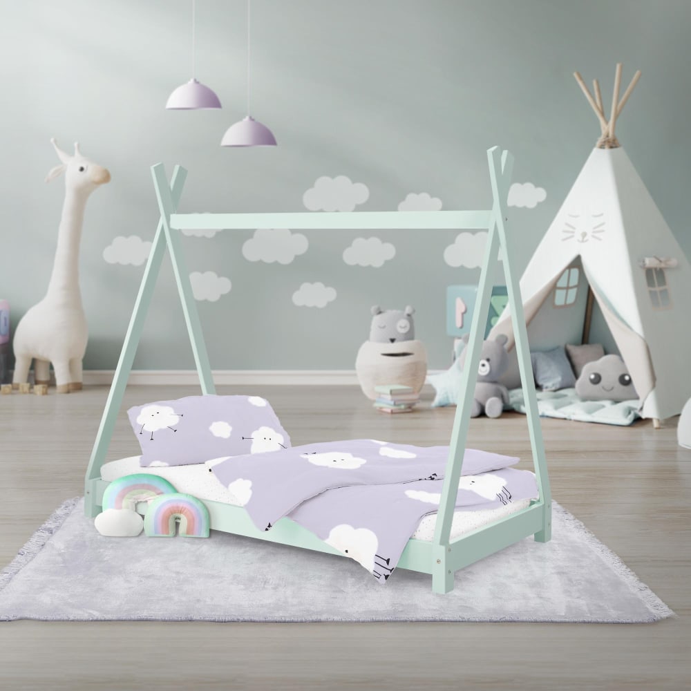 Kinderbett Tipi 70x140 cm, Mint, aus Kiefernholz - Maisons Du