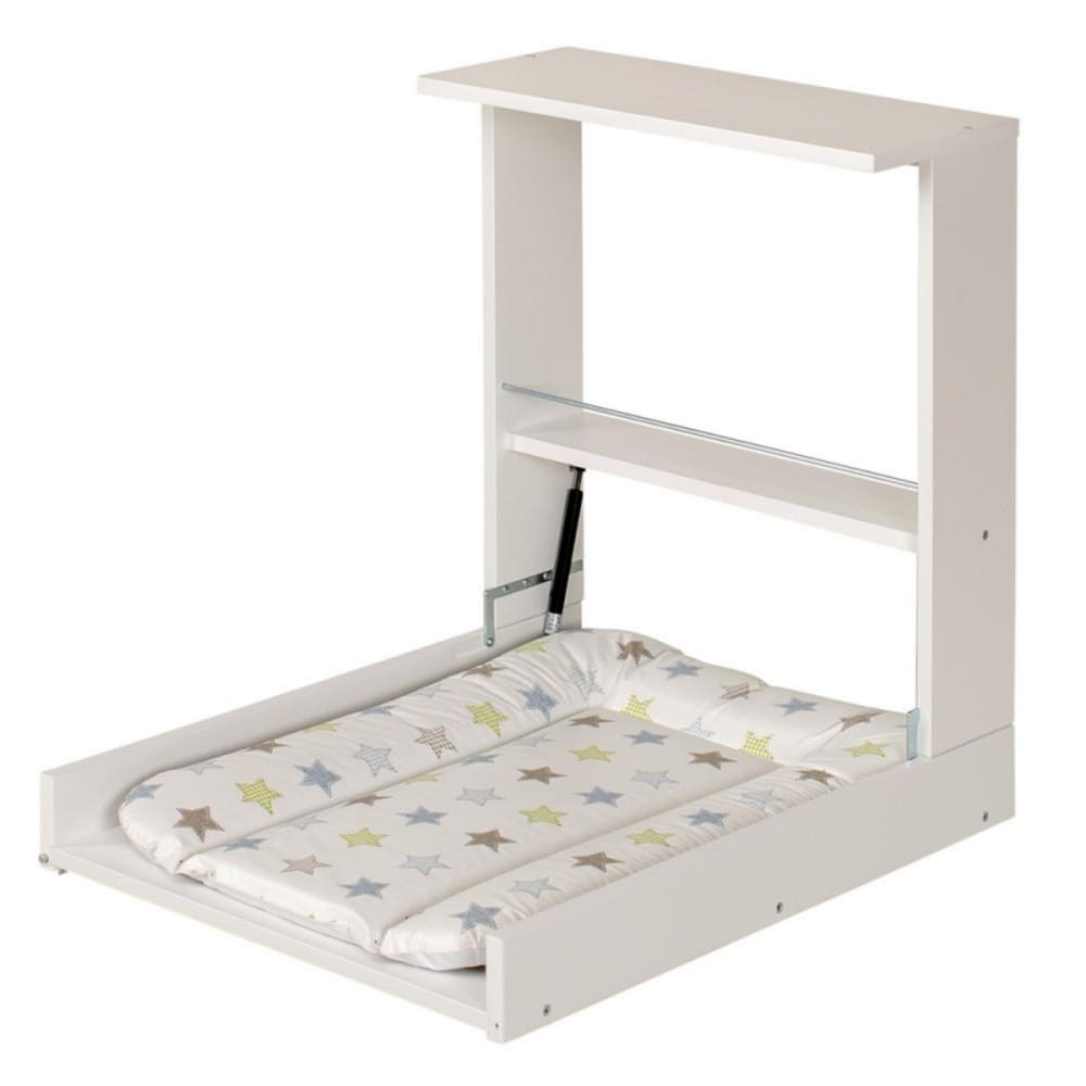 Table à langer murale blanc avec matelas de change étoiles