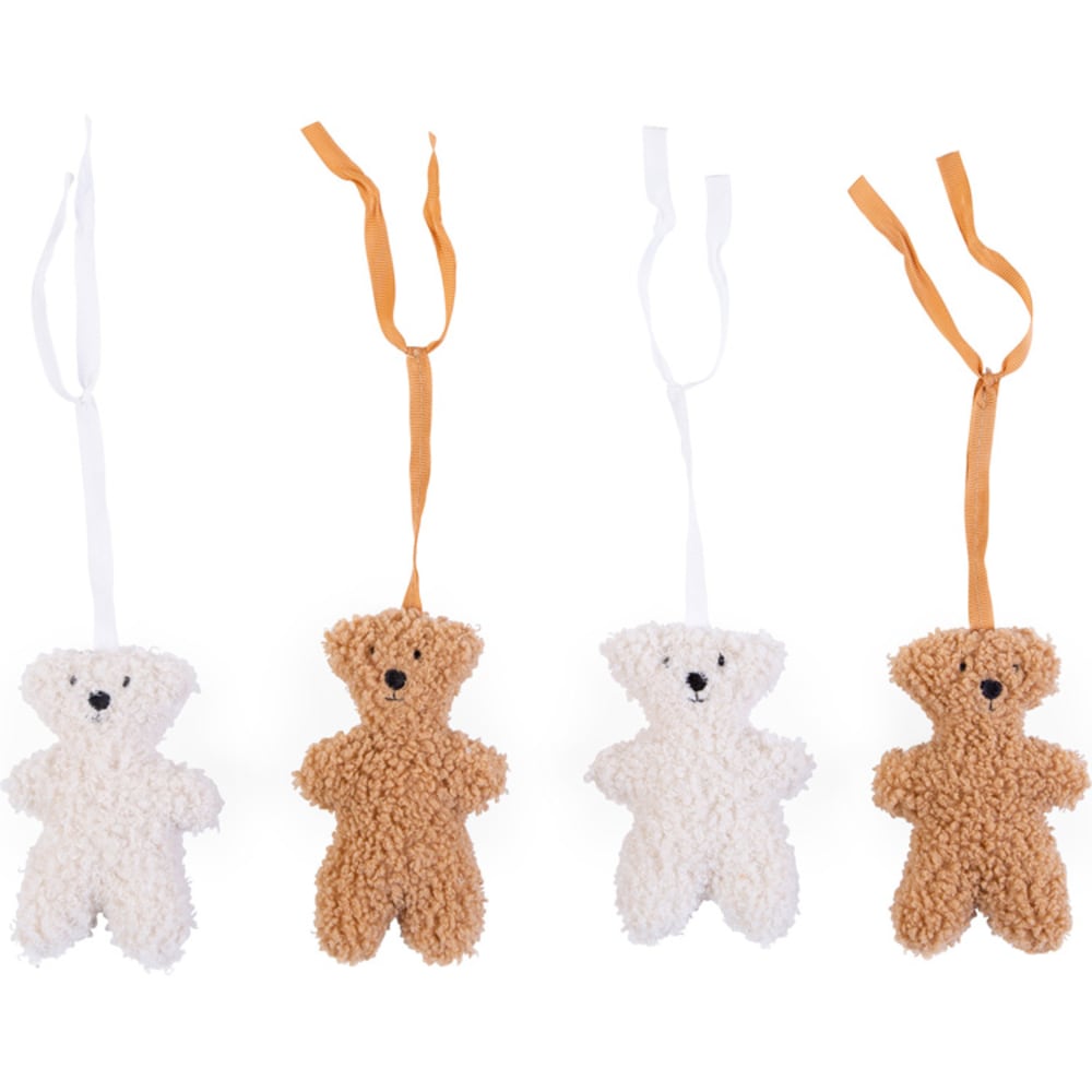 Childhome Jouets pour arche d'activités Teddy beige et écru (4 pièces) Marron Coton - 18x40x18cm