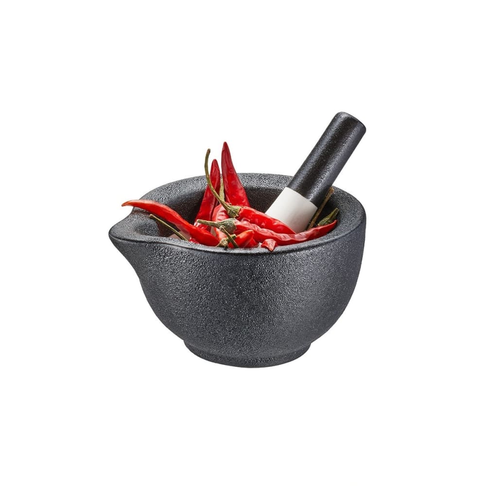 Mortier et pilon en porcelaine noir