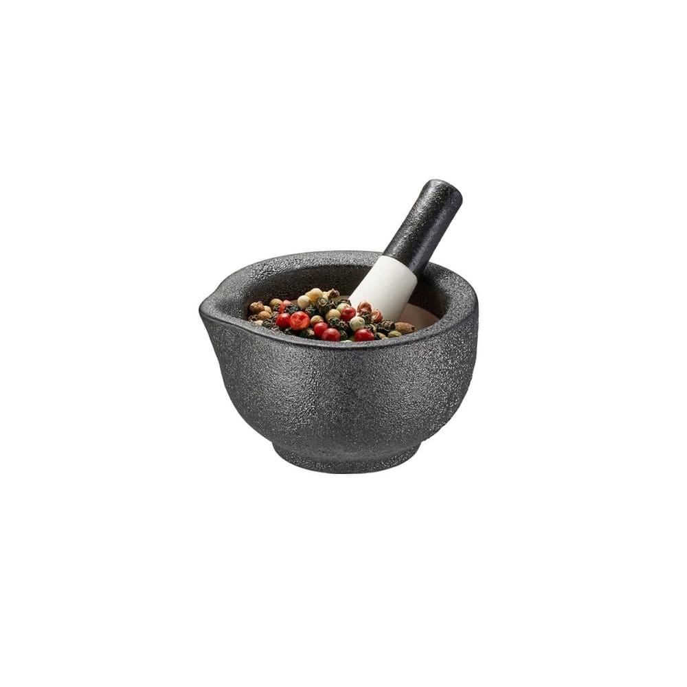 Mortier et pilon en porcelaine noir