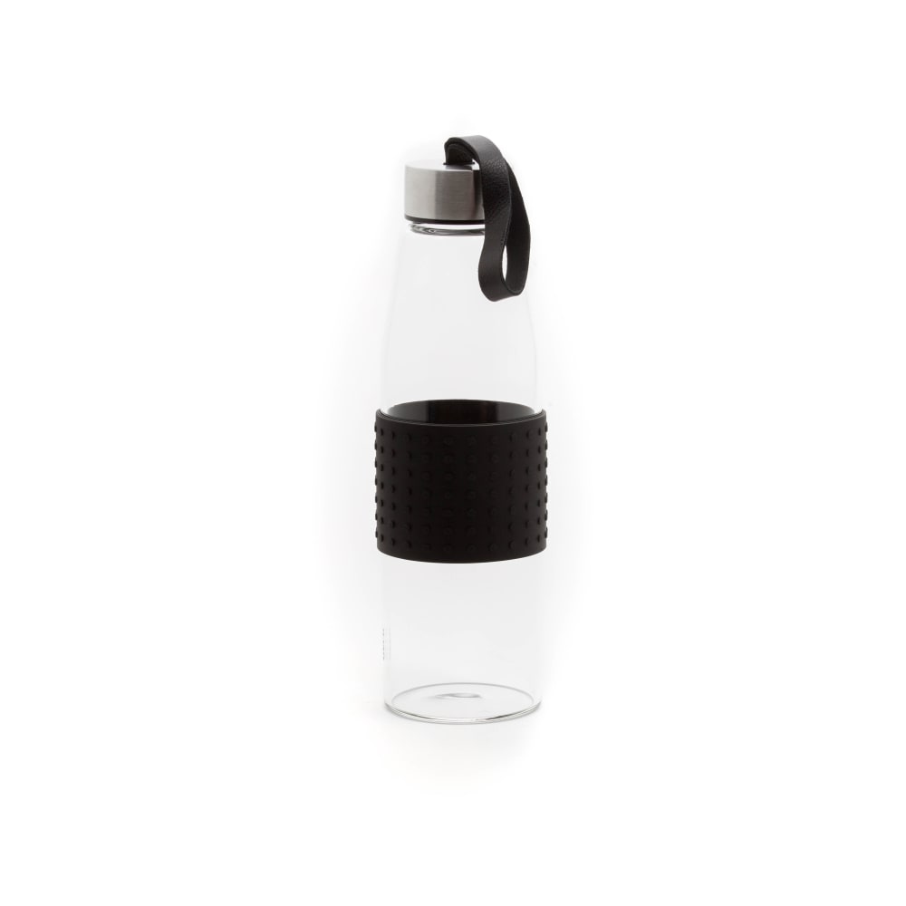 Bottiglia in vetro 500 ml acciaio inox 18/8 nero/argento - Modello Classico chic - Trasparente - Acciaio inossidabile