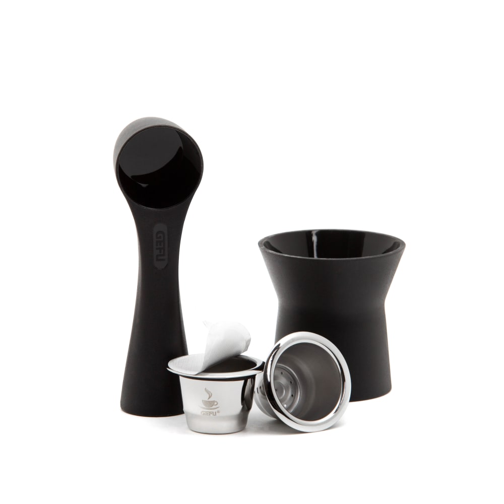 GEFU Kit de capsules à café, 8 pièces en acier inoxydable argent style classique chic Argenté