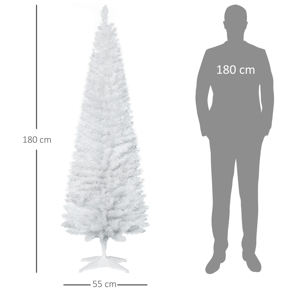 Albero di natale 180 cm bianco con 390 rami e base in plastica -