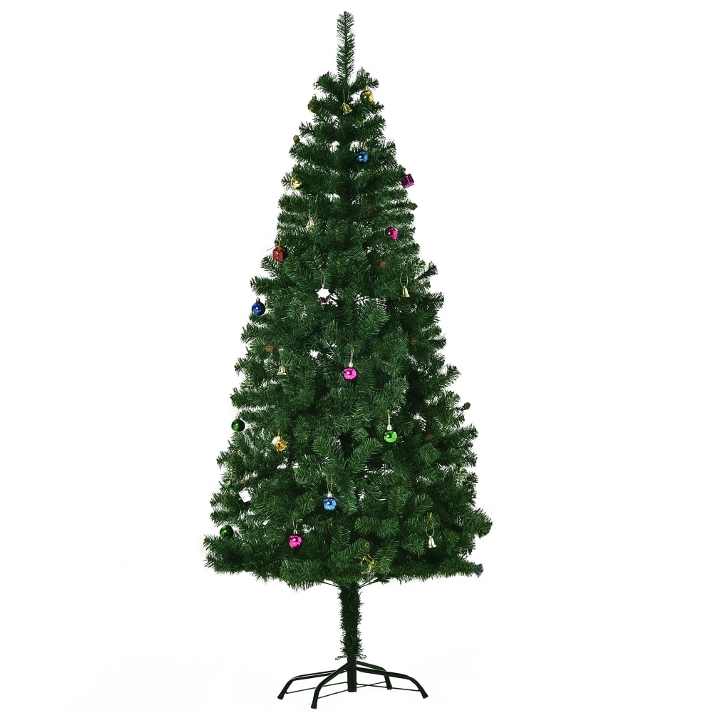Albero di natale con addobbi e rami in pvc verde - Verde - PVC - Cloruro di polivinile