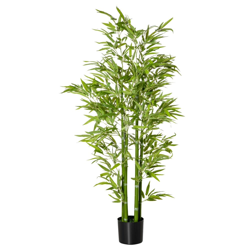 Pianta di bambù finta con vaso realistica verde - Homcom