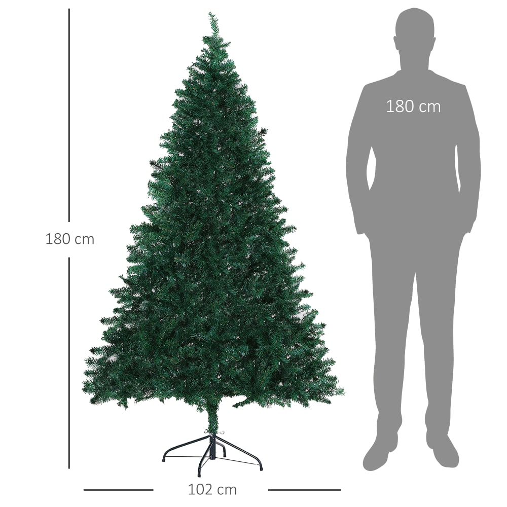 Albero di natale artificiale con rami rigogliosi in pvc verde -
