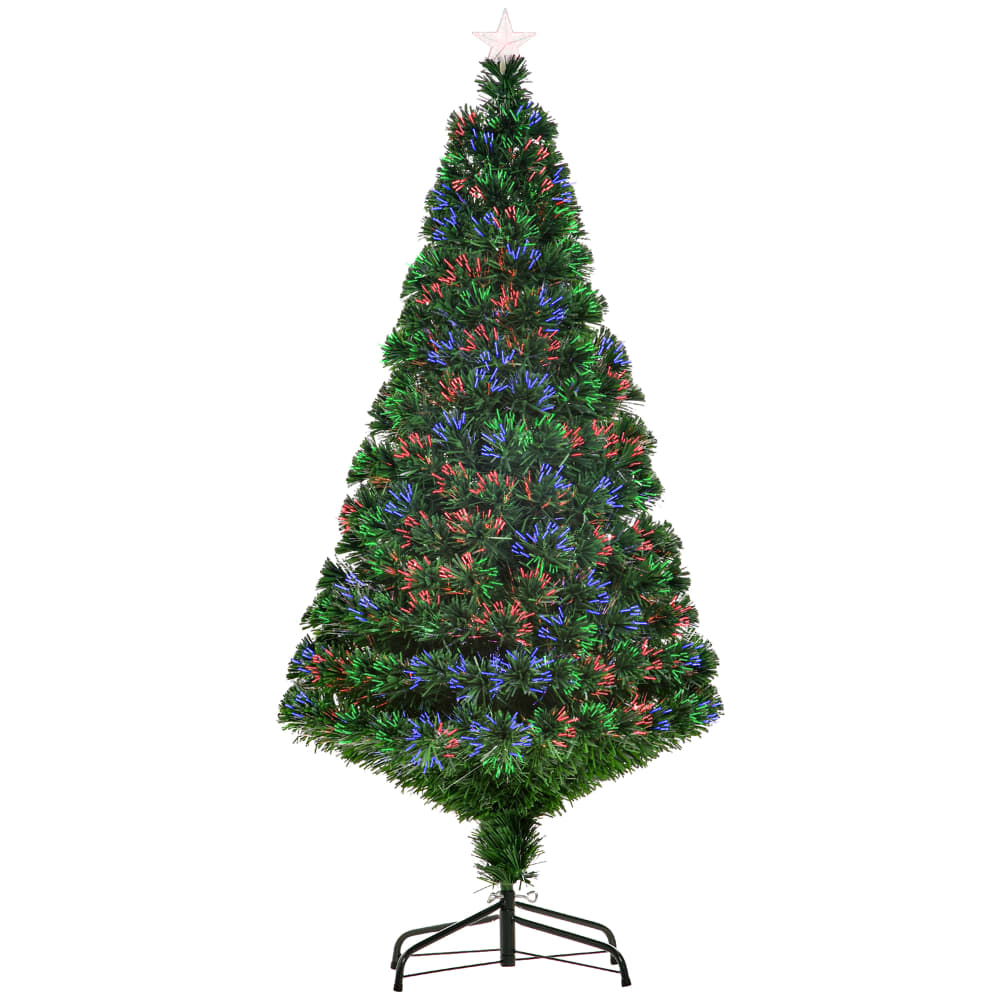 Albero di natale artificiale con fibre ottiche e led in pvc verde - Verde - PVC - Cloruro di polivinile