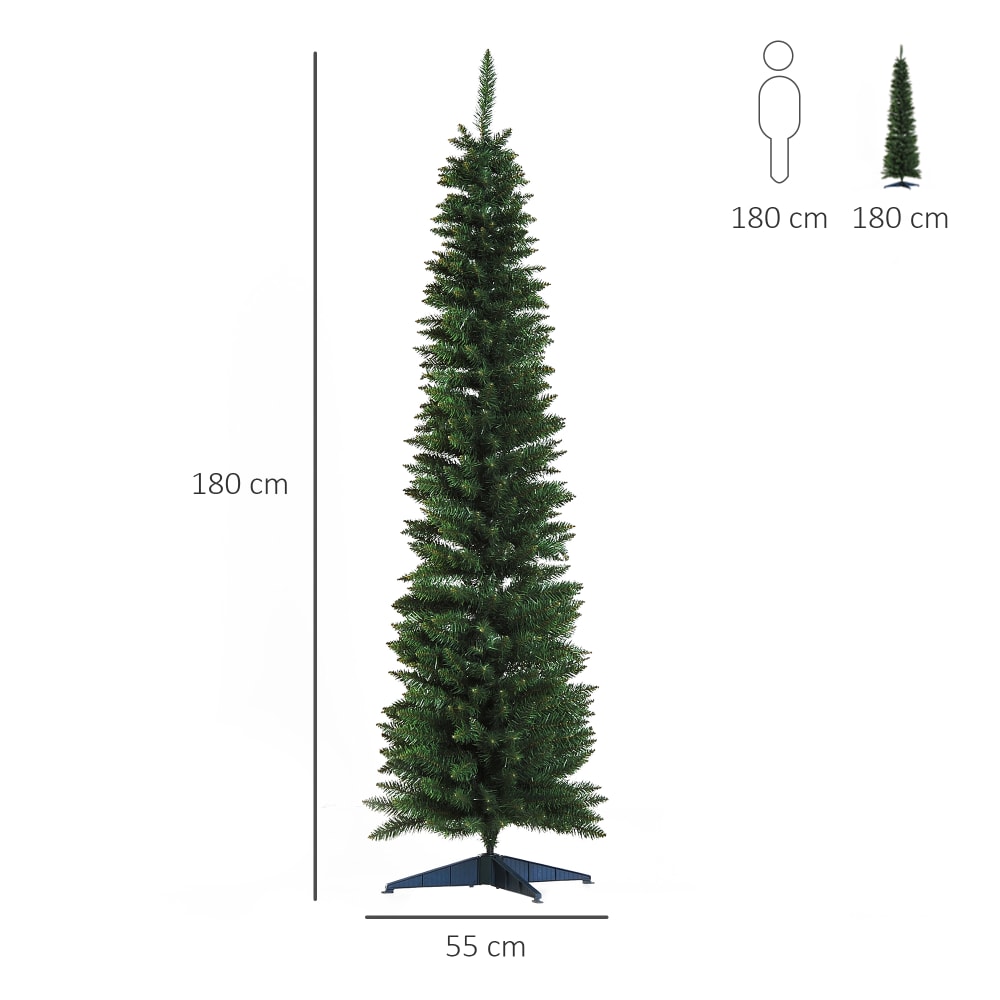 Albero di natale artificiale slim con rami supporto in pvc verde