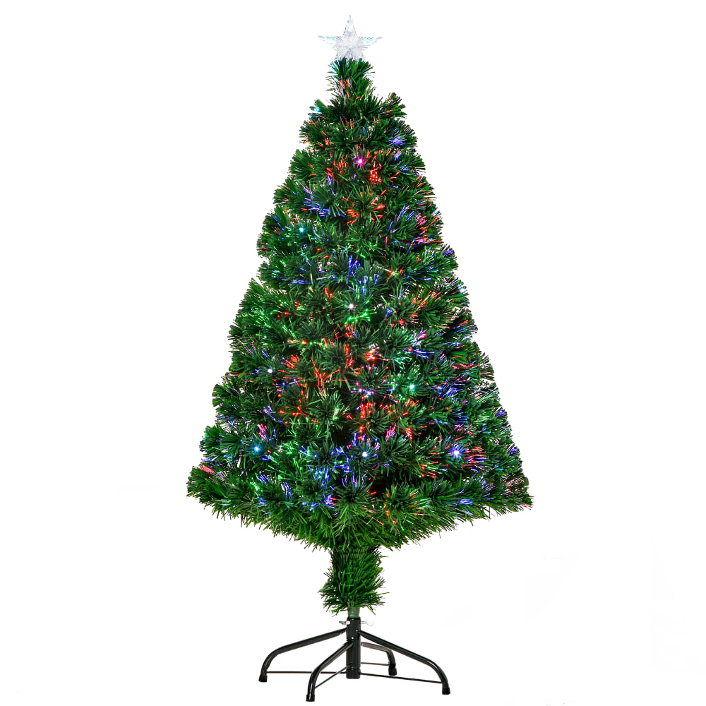 Albero di natale a fibre ottiche con luci led in metallo verde -