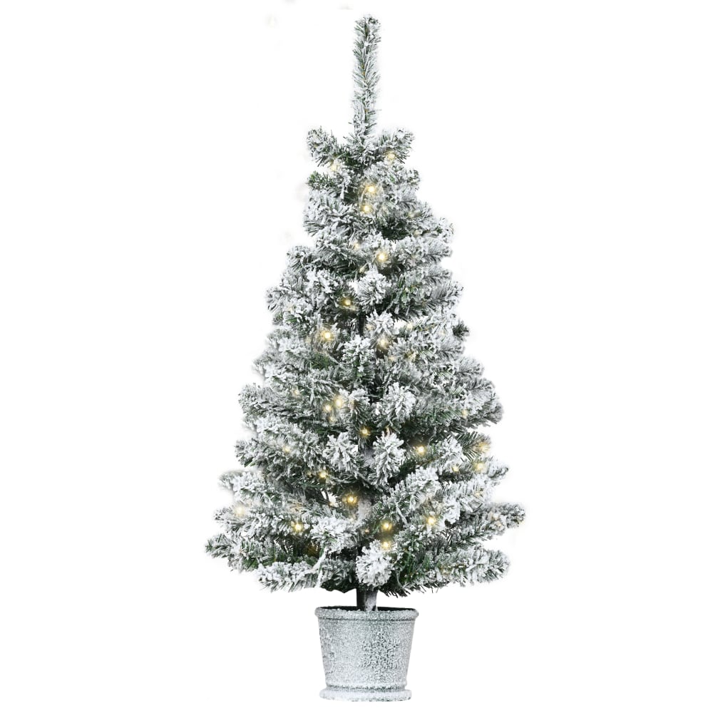 Albero di natale innevato artificiale 60 luci bianche 116 rami - Verde - PVC - Cloruro di polivinile