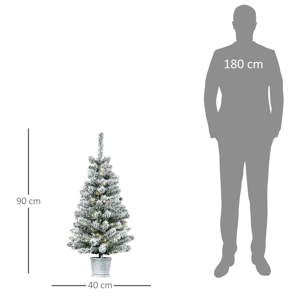 Albero di natale innevato artificiale 60 luci bianche 116 rami -