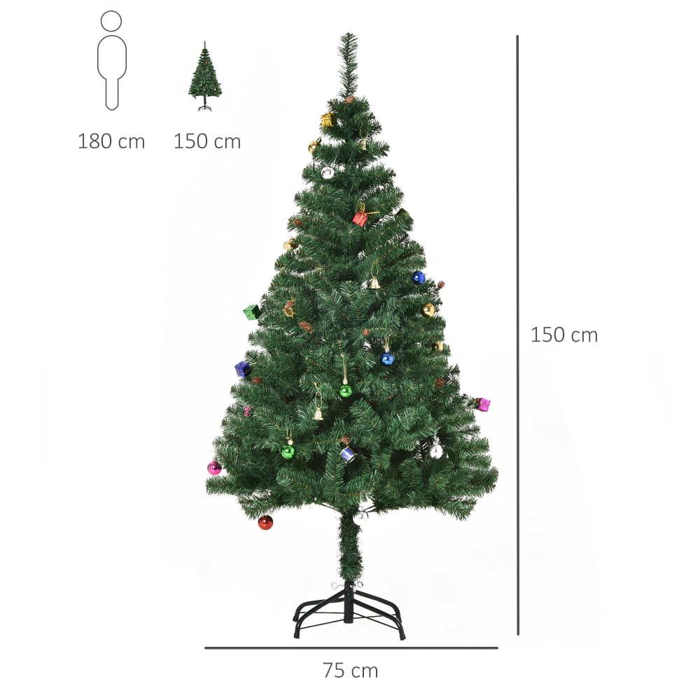 Albero di natale 150cm con 420 rami in pvc ignifughi verde -
