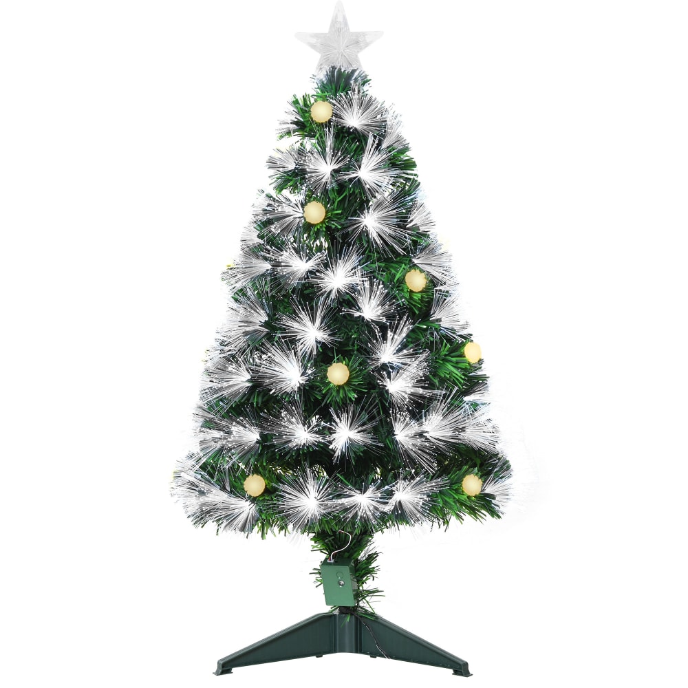 Albero di natale artificiale con led e fibre ottiche in pvc verde - Verde - PVC - Cloruro di polivinile