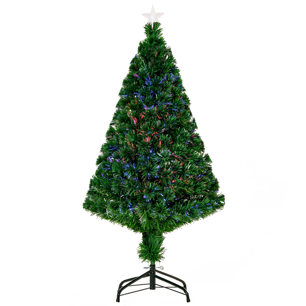 Albero di natale artificiale con fibre ottiche e led in pvc verde - Verde - PVC - Cloruro di polivinile