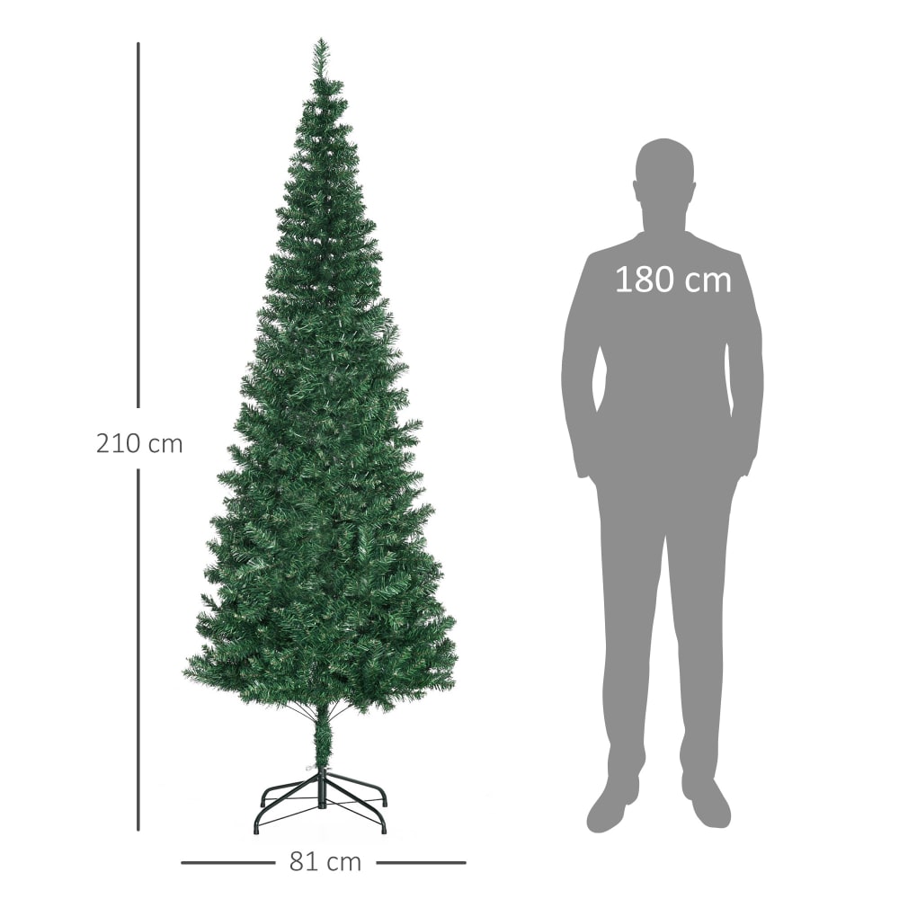 Albero di natale artificiale slim con rami supporto in pvc verde