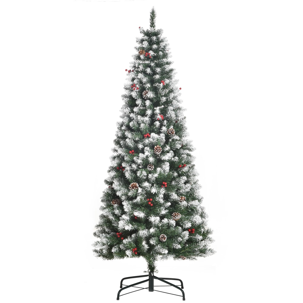 Albero di natale innevato artificiale da 180cm base pieghevole -