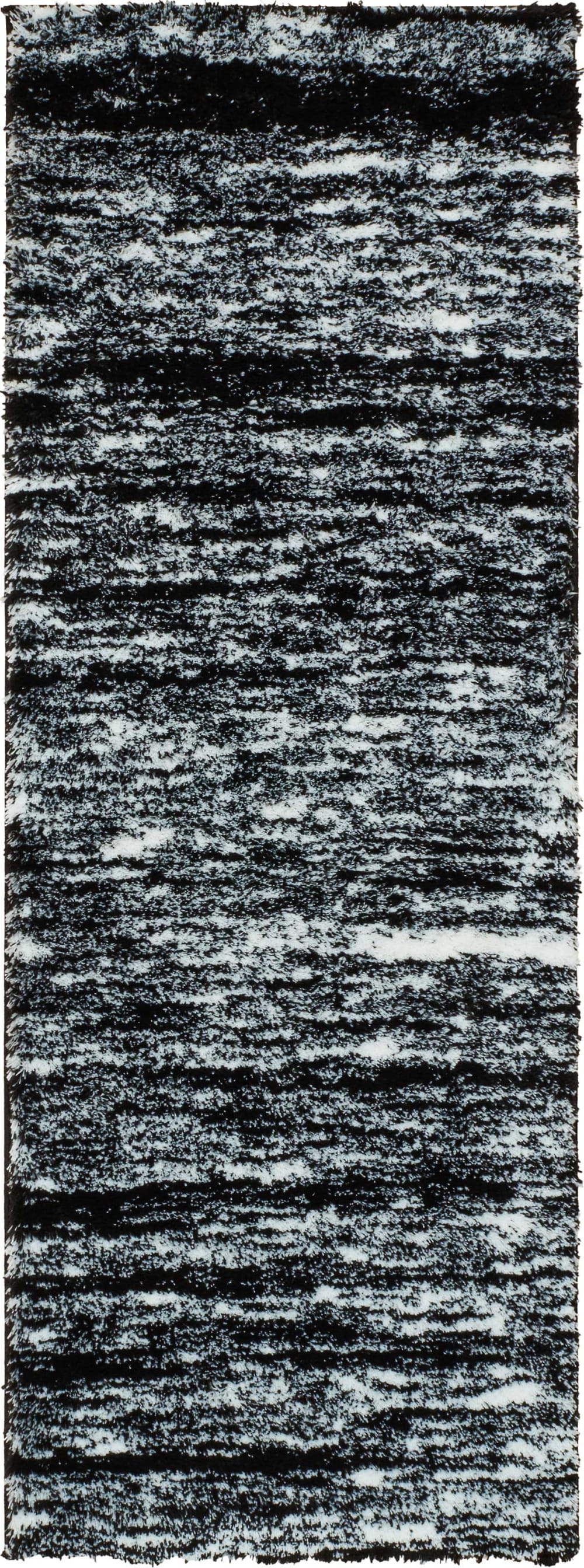 Nazar Tapis shaggy abstrait style moderne noir - 67x180 cm style contemporain Certifié Oeko-Tex - Pes - Polyester