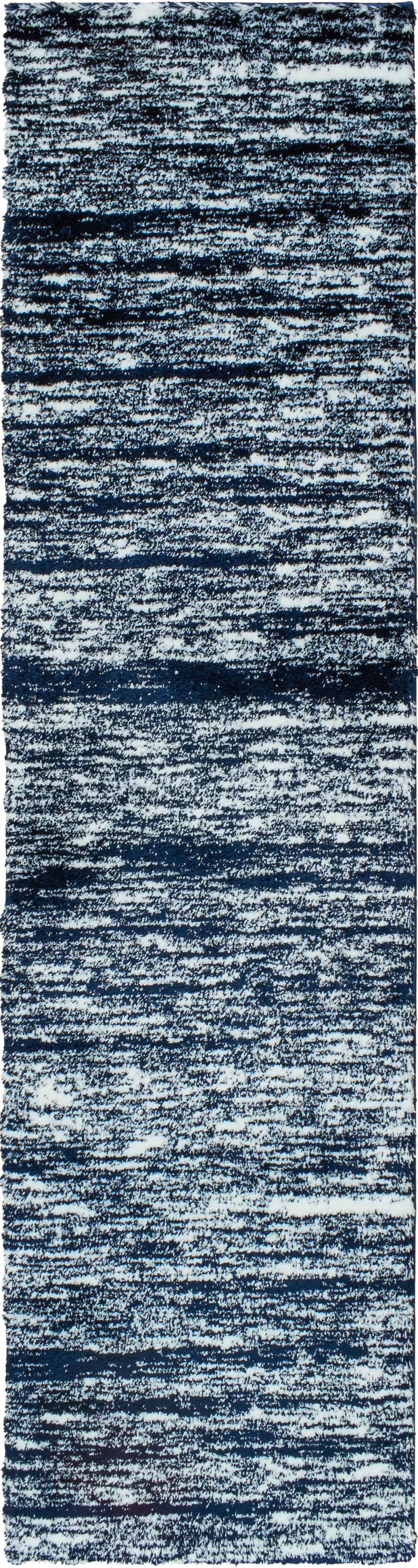 Alfombra shaggy abstracta estilo moderno azul - 80x300 cm
