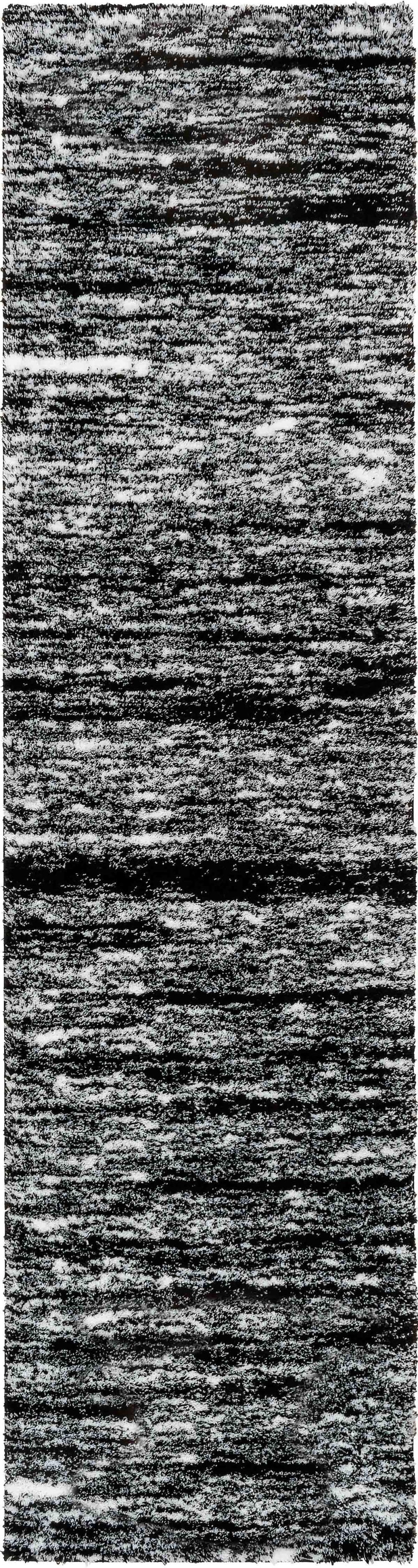 Tapis shaggy abstrait style moderne noir - 80x300 cm