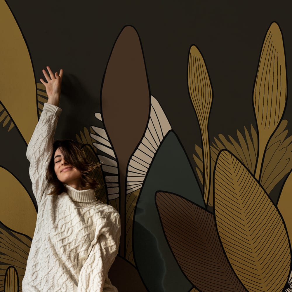 Papel pintado panorámico végétal, marrón 425 x 250cm