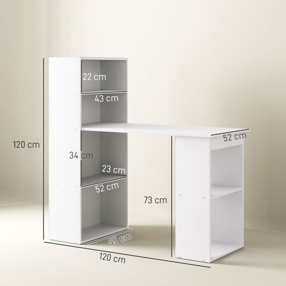 Scrivania computer con libreria salvaspazio per ufficio e studio