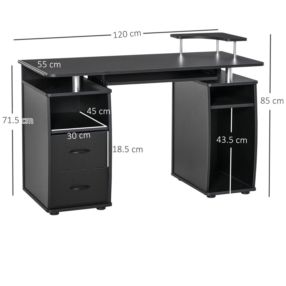 Scrivania porta pc con mensola estraibile nera - Homcom