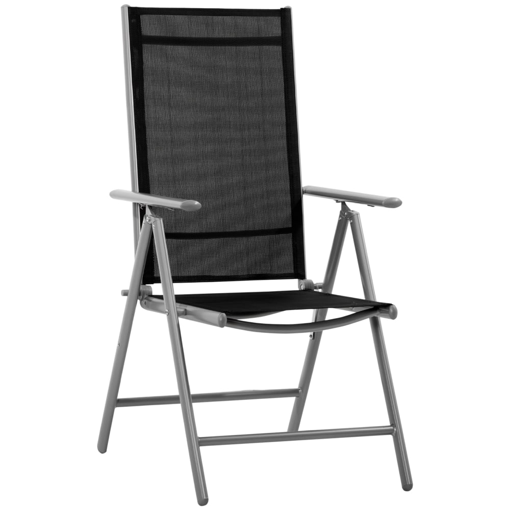 Sedia da giardino pieghevole in alluminio e texteline nero - Alluminio