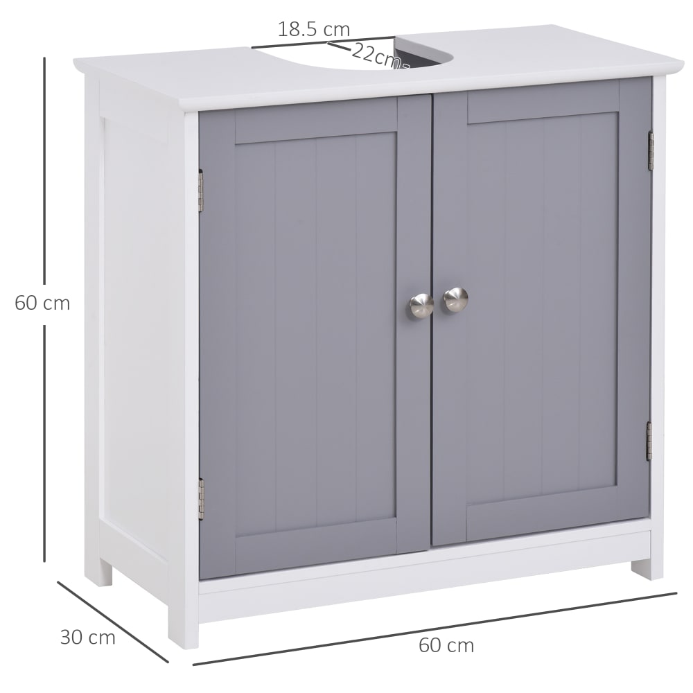 Mobile sotto lavabo bagno 2 ante e mensola in mdf 60x30x60cm -