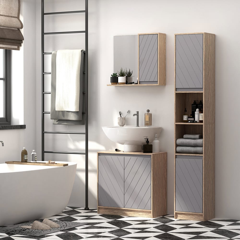 Armadietto sottolavabo con ante e mensole in mdf multicolore -