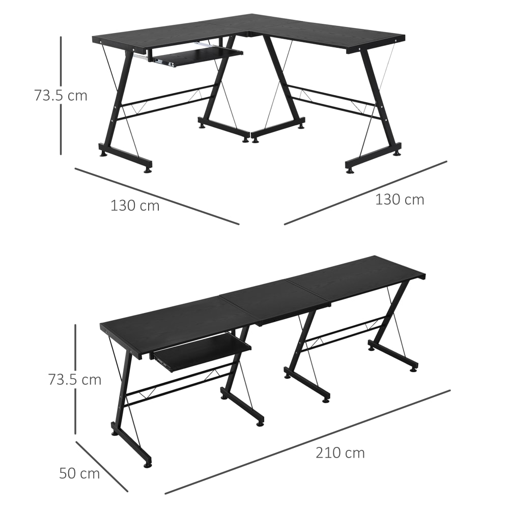 Scrivania moderna ad angolo per computer mdf nero - Homcom