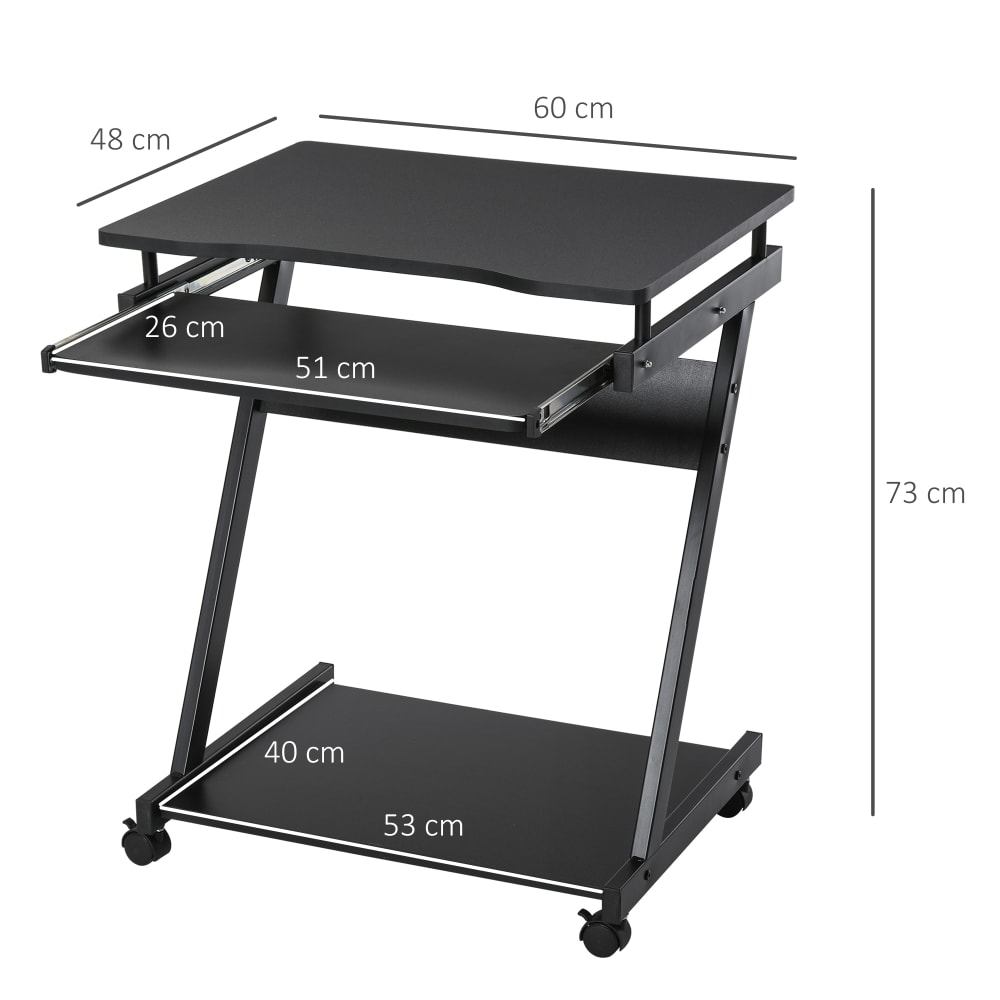 Tavolo scrivania porta pc piano tastiera a scomparsa e 4 ruote