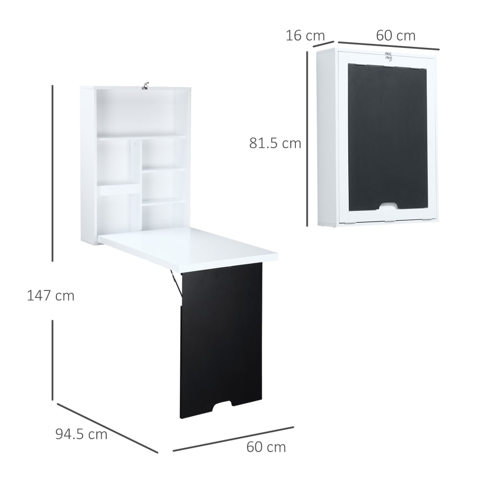 Tavolo pieghevole da parete mdf bianco - Homcom