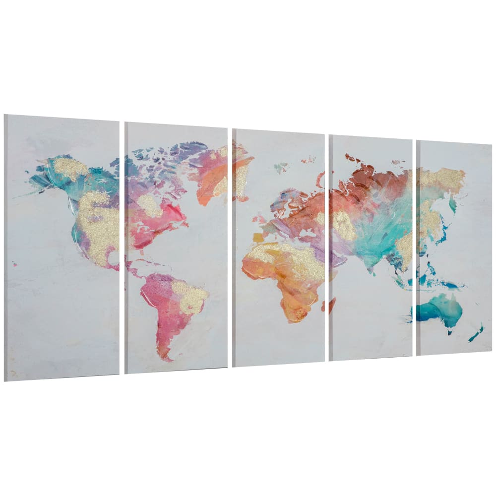 Stampa su tela in legno di pino 5 pz 80x40 cm casa e ufficio - Multicolore - PES - Poliestere