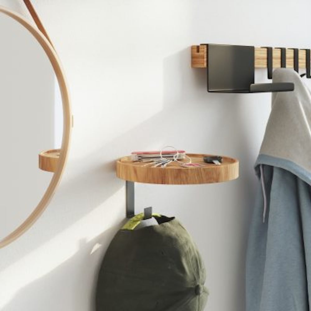 Wandmontierte Ablage mit Haken, geölte Eiche - Maisons Du Monde