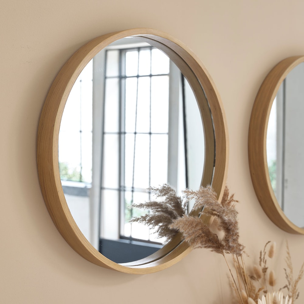 BERAH GETAH Miroir en chêne style contemporain Beige Bois