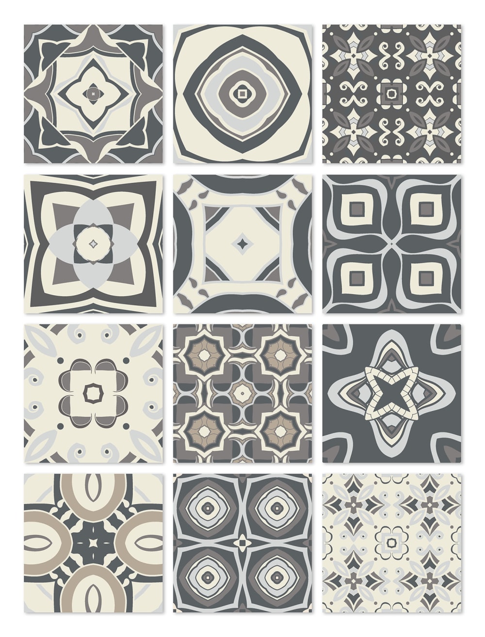 azulejos adhesivos 24 baldosas de 20x20cm modelo hidraulico gris