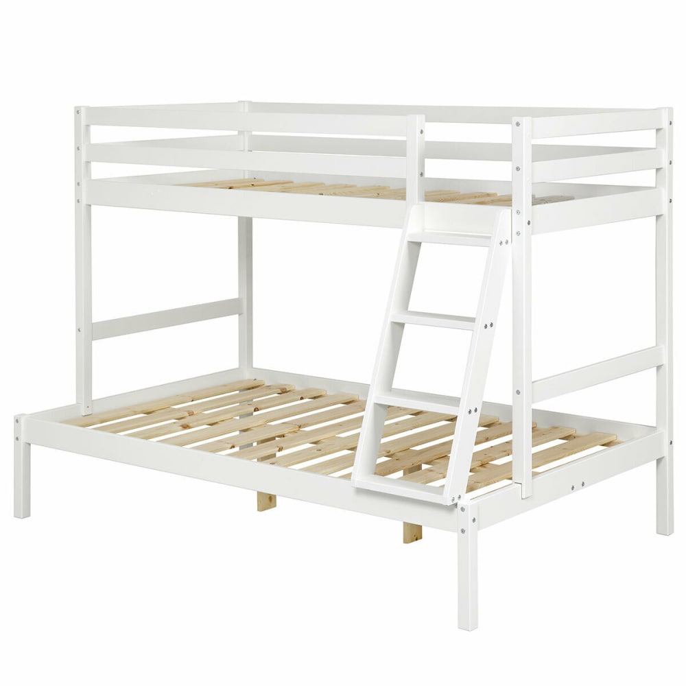 Lit superposé bois massif blanc 140x190 cm (ID Kids) - Image 1