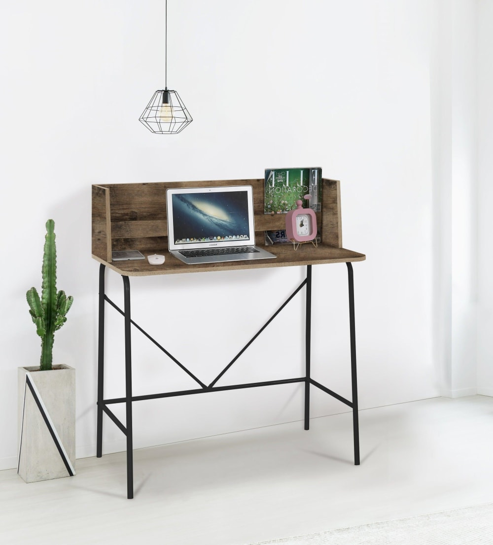 Escritorio estilo industrial en acero y madera marrón