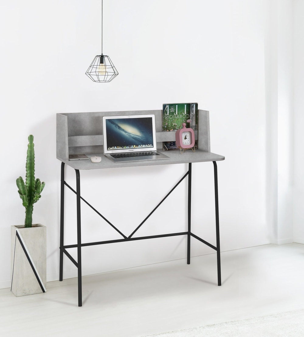 Nordlys Schreibtisch aus Metall und Holz Grau style industrial Grau Metall