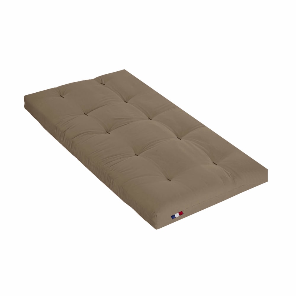 Matelas futon coton traditionnel, 13cm taupe 90x190