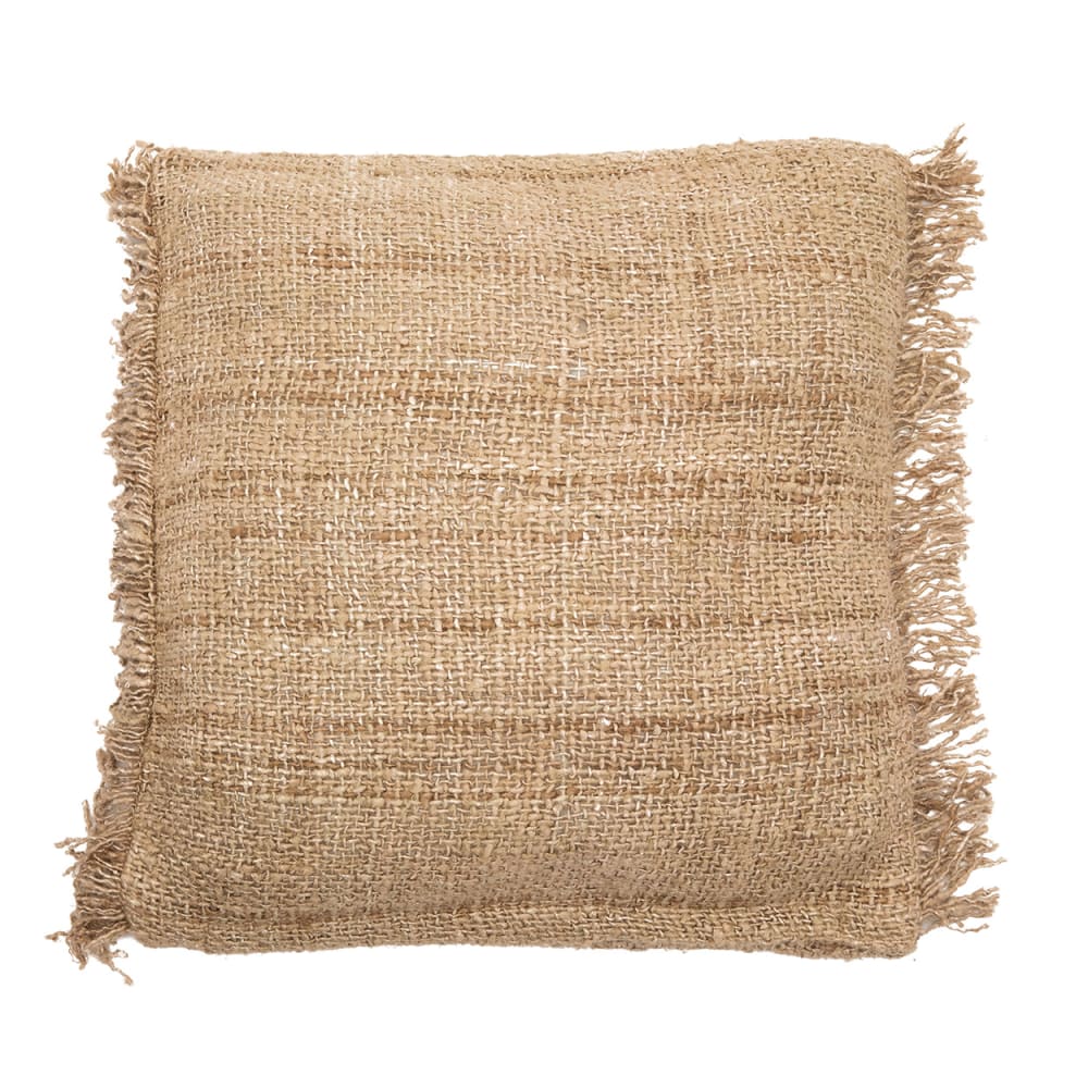 Funda de cojín de algodón en beige 60x60x10 cm