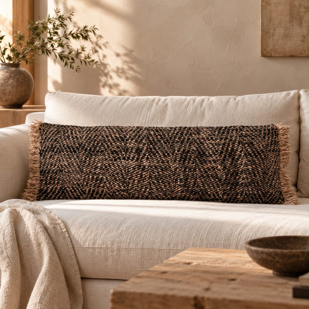 Housse de coussin coton noir et cuivre 35x100x10cm - Maisons du Monde