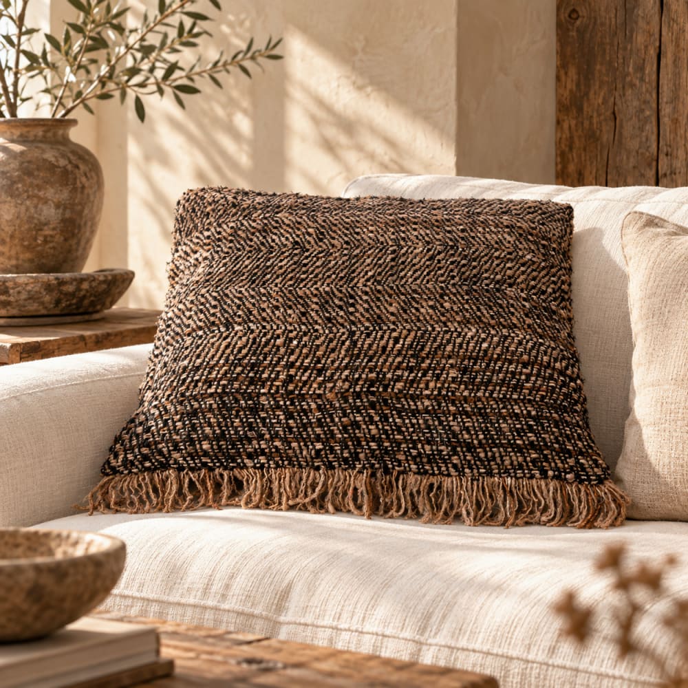 Copricuscino in cotone nero e rame 60x60x10 cm - Bazar Bizar