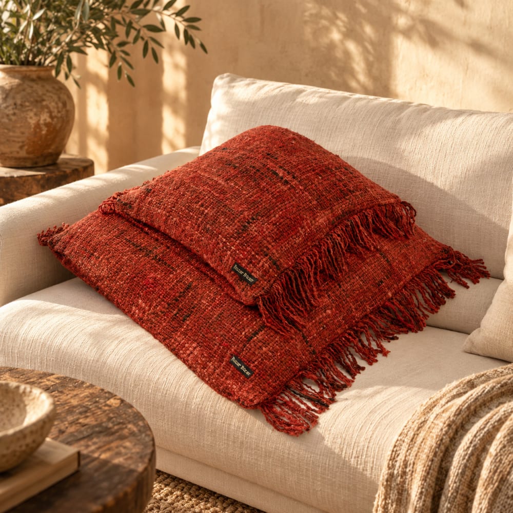 Baumwollkissenbezug in rot, 40x40x10cm - Maisons Du Monde