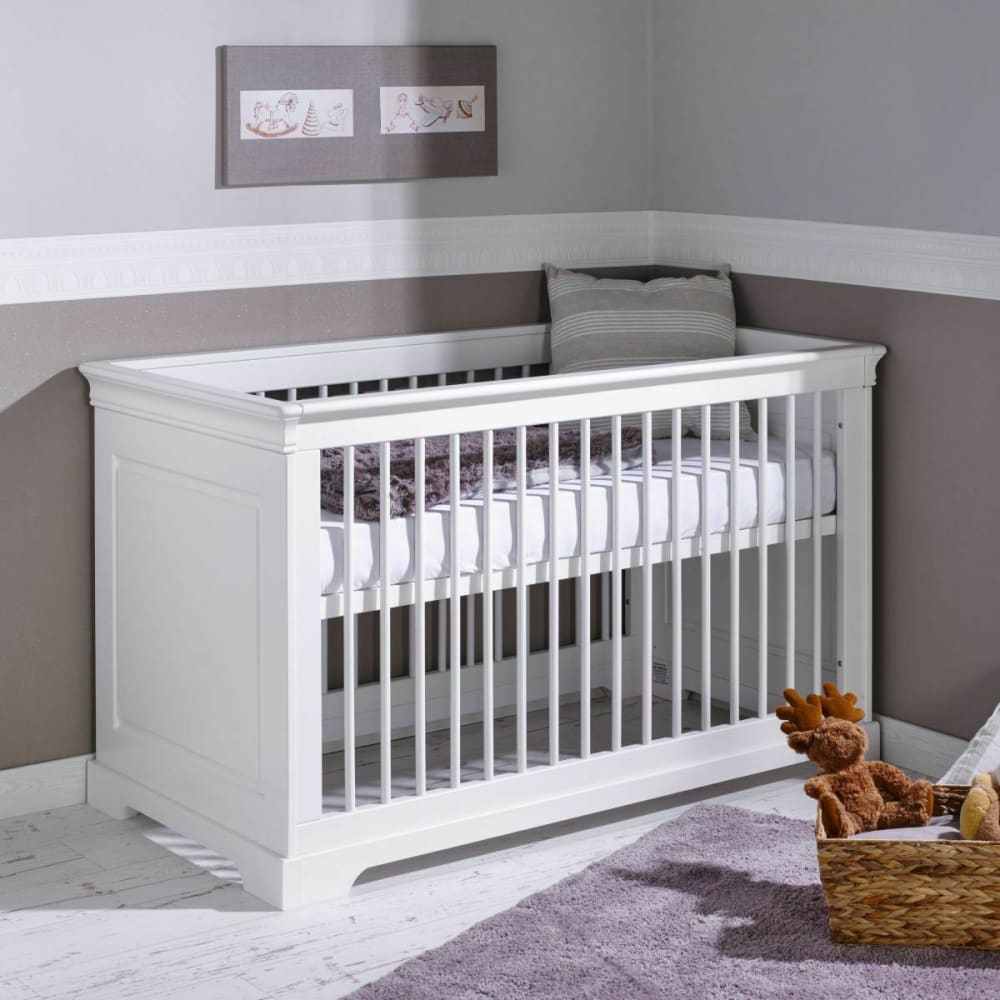 Lit bébé évolutif montessori bois massif blanc 70x140 cm - Maisons du Monde