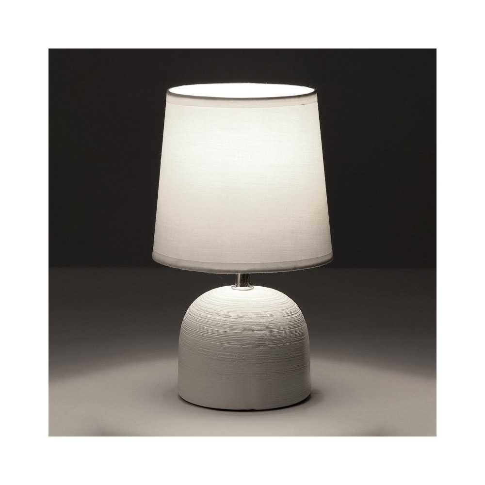 Lampe à poser ronde céramique blanche effet naturel - 16x16x27.5cm — vue 3