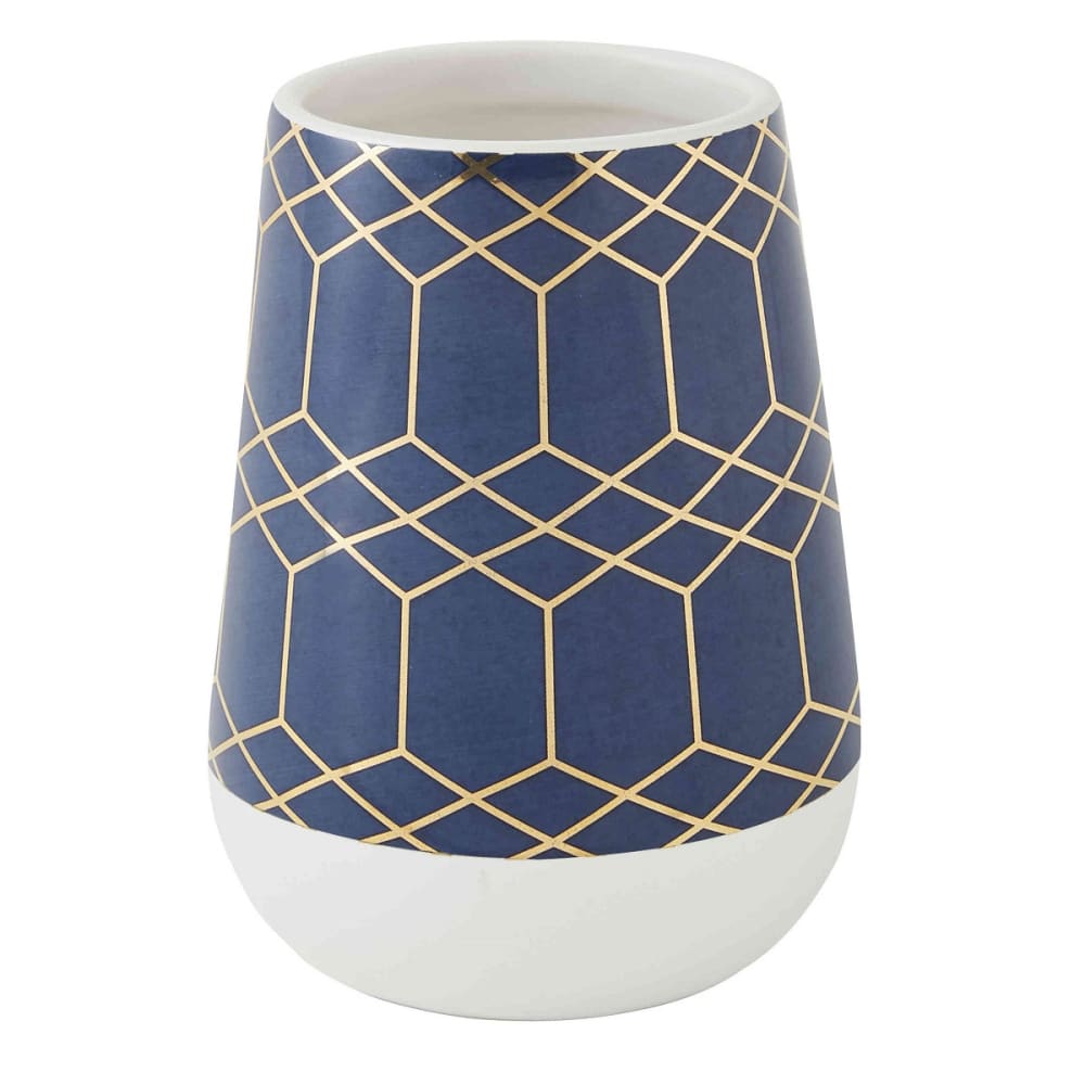 Porte brosse à dents à motifs en céramique bleu